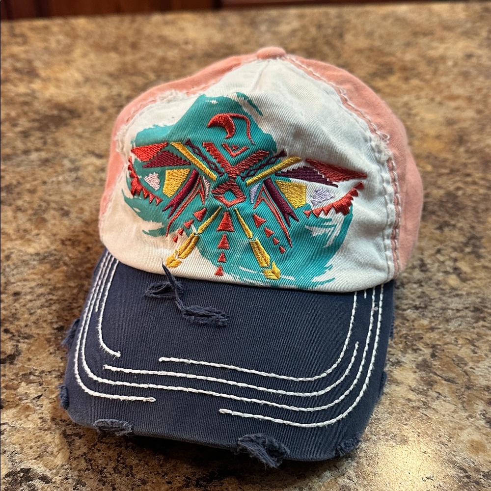 CATCHFLY EMBROIDERED HAT THUNDERBIRD AZTEC DISTRESSED